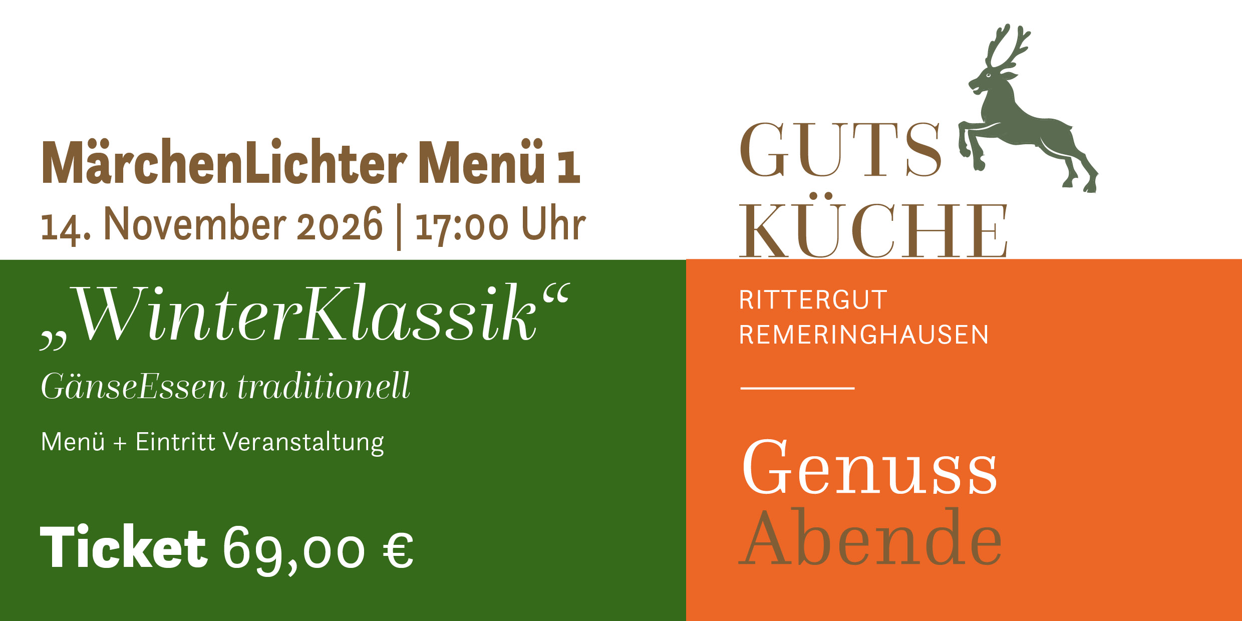 GenussAbend 1 „WinterKlassik“ – Samstag, 14. November 2026