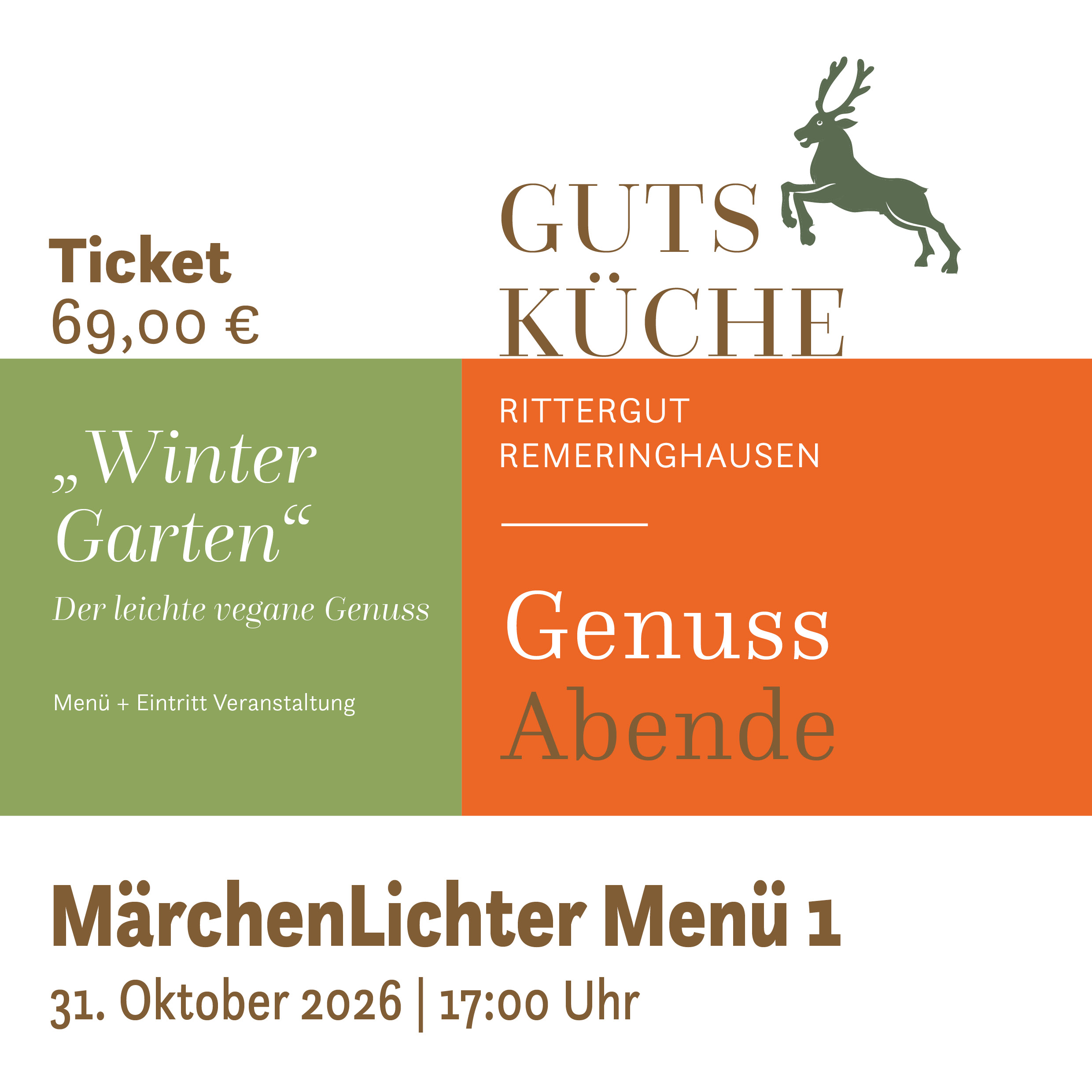 GenussAbend 1 „WinterGarten“ vegan – Samstag, 31. Oktober 2026