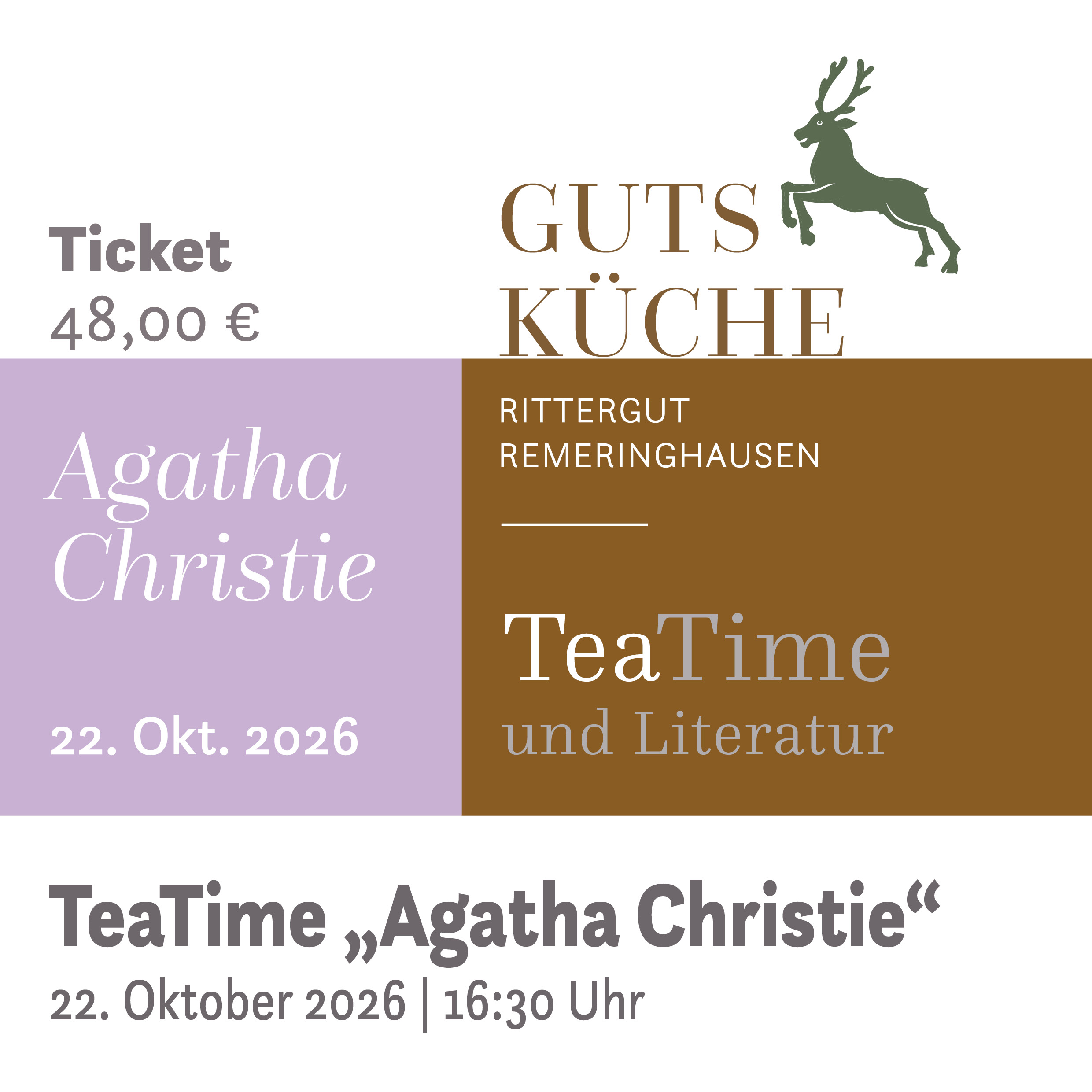 TeaTime & Literatur „Agatha Christie” - 22. Oktober 2026