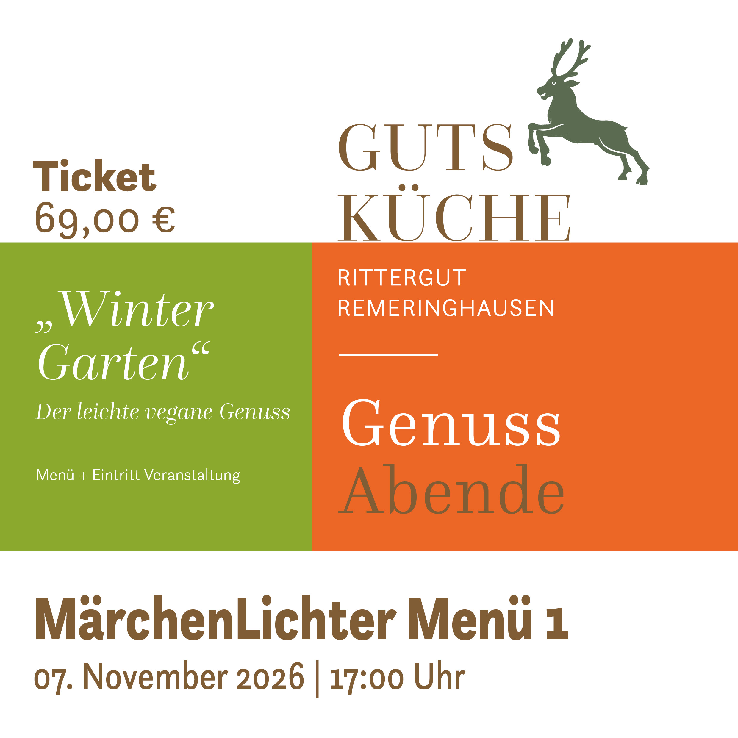 GenussAbend 1 „WinterGarten“ vegan – Samstag, 07. November 2026