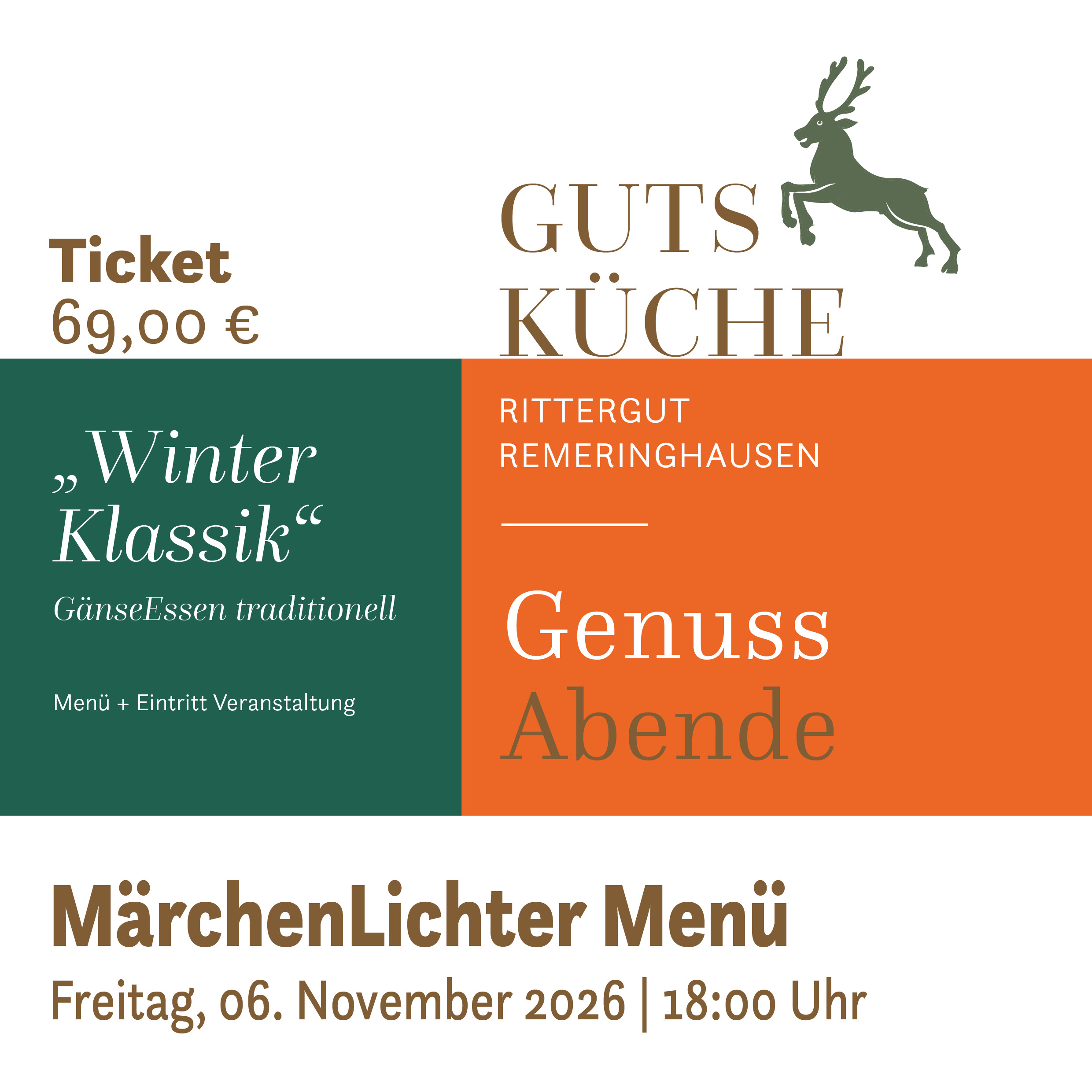 GenussAbend „WinterKlassik“ – Freitag, 06. November 2026