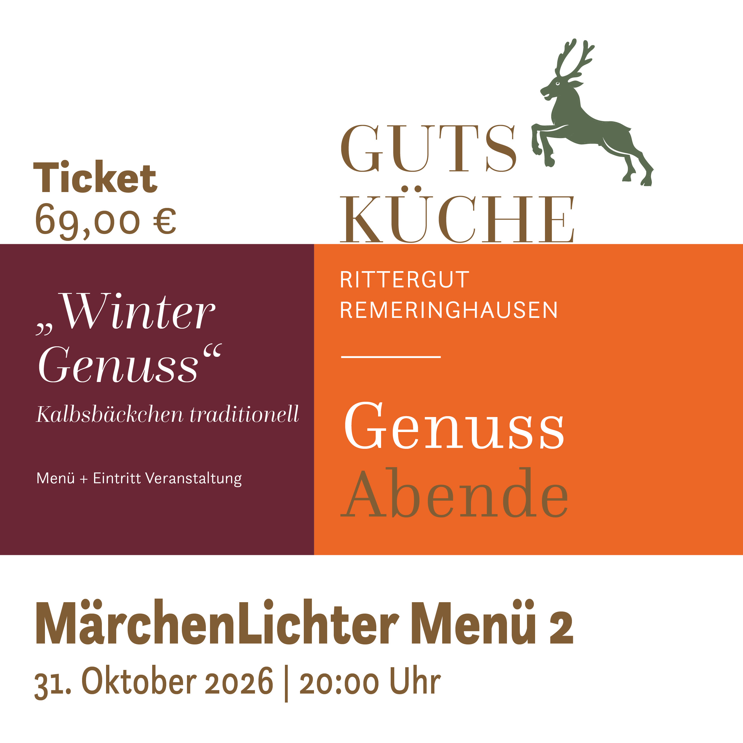 GenussAbend 2 „WinterGenuss“ – Samstag, 31. Oktober 2026