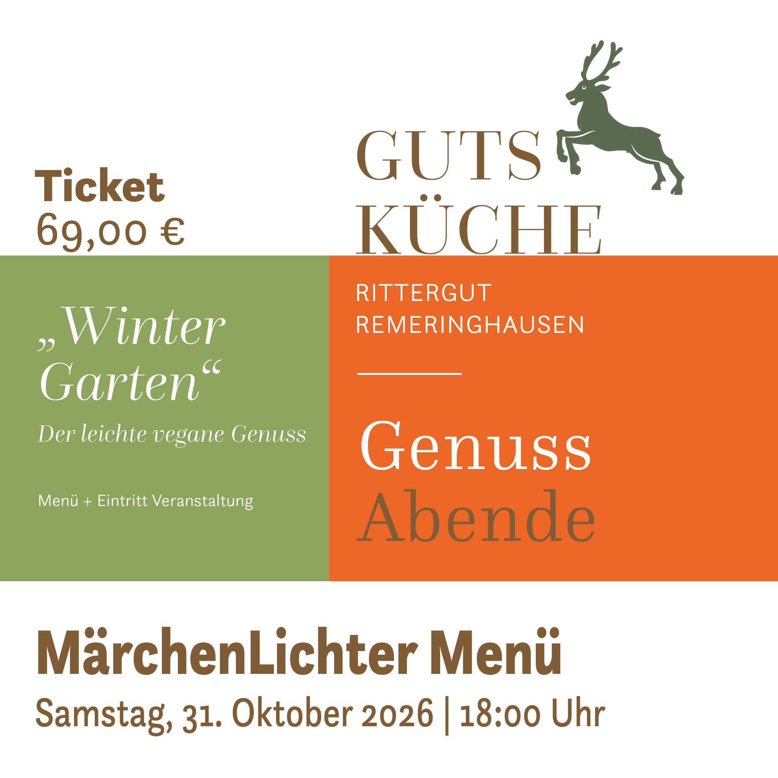 GenussAbend  „WinterGarten“ vegan – Samstag, 31. Oktober 2026