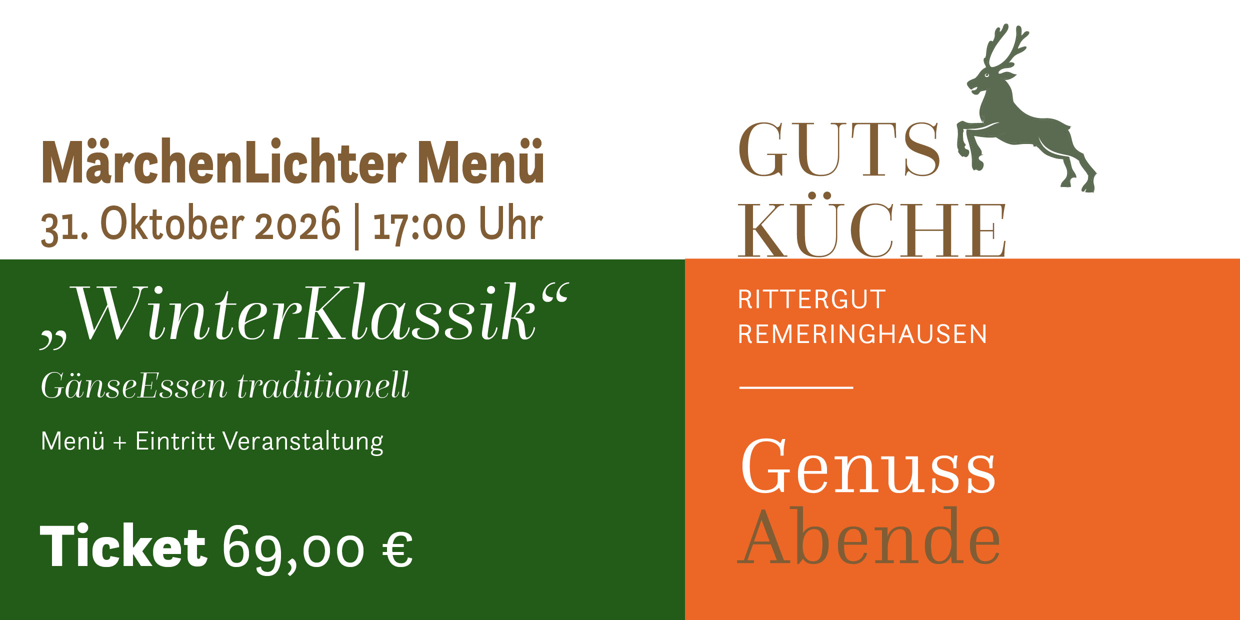 GenussAbend 1 „WinterKlassik“ – Samstag, 31. Oktober 2026