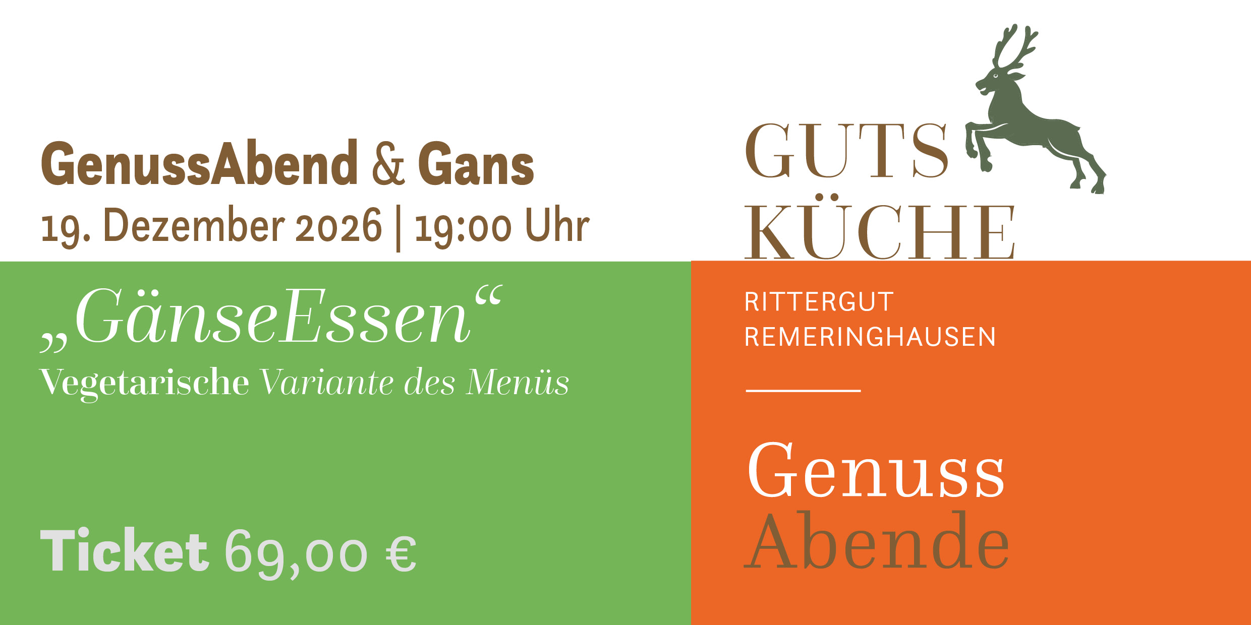 GenussAbend „GänseEssen – vegane Alternative“ - 19. Dezember 2026