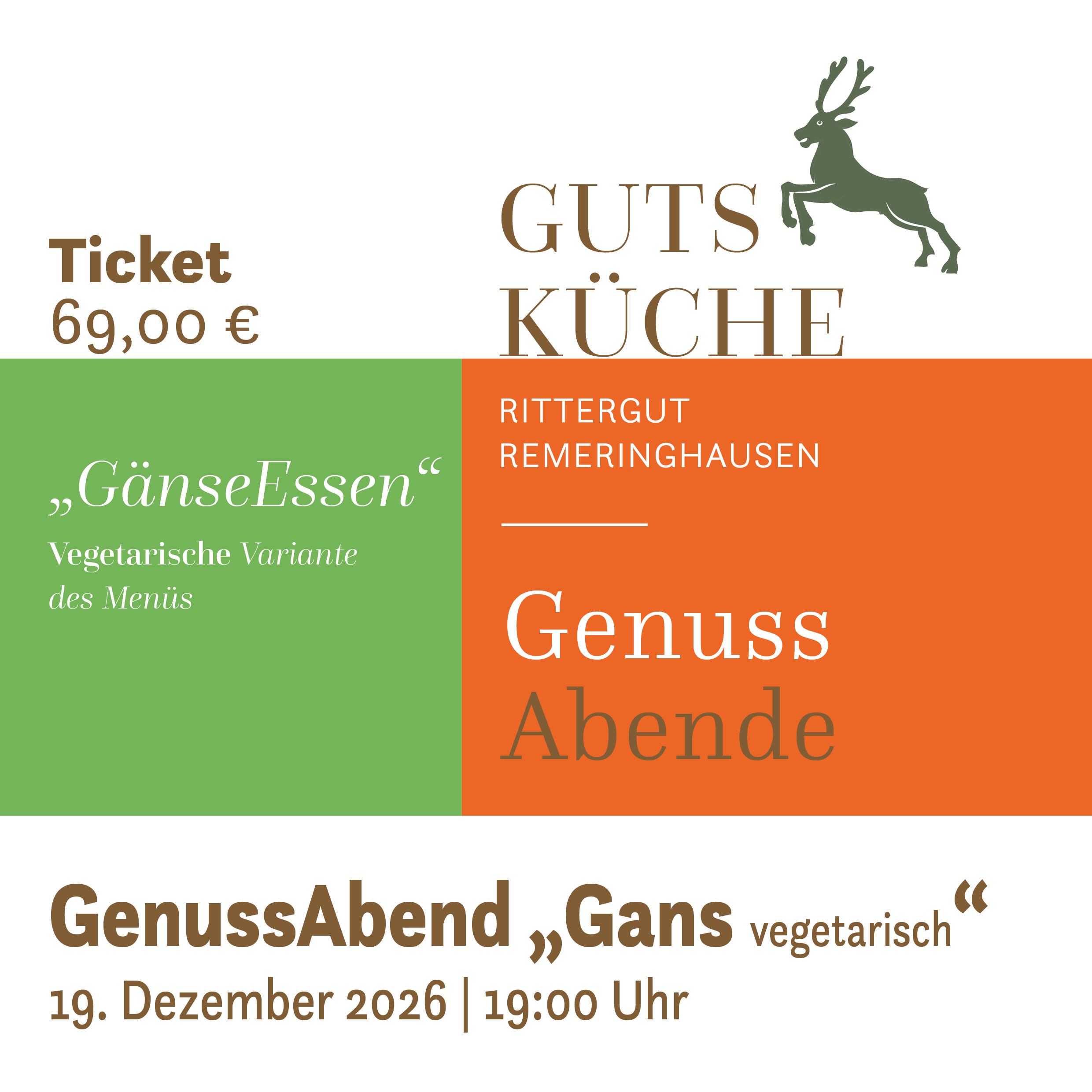 GenussAbend „GänseEssen – vegane Alternative“ - 19. Dezember 2026