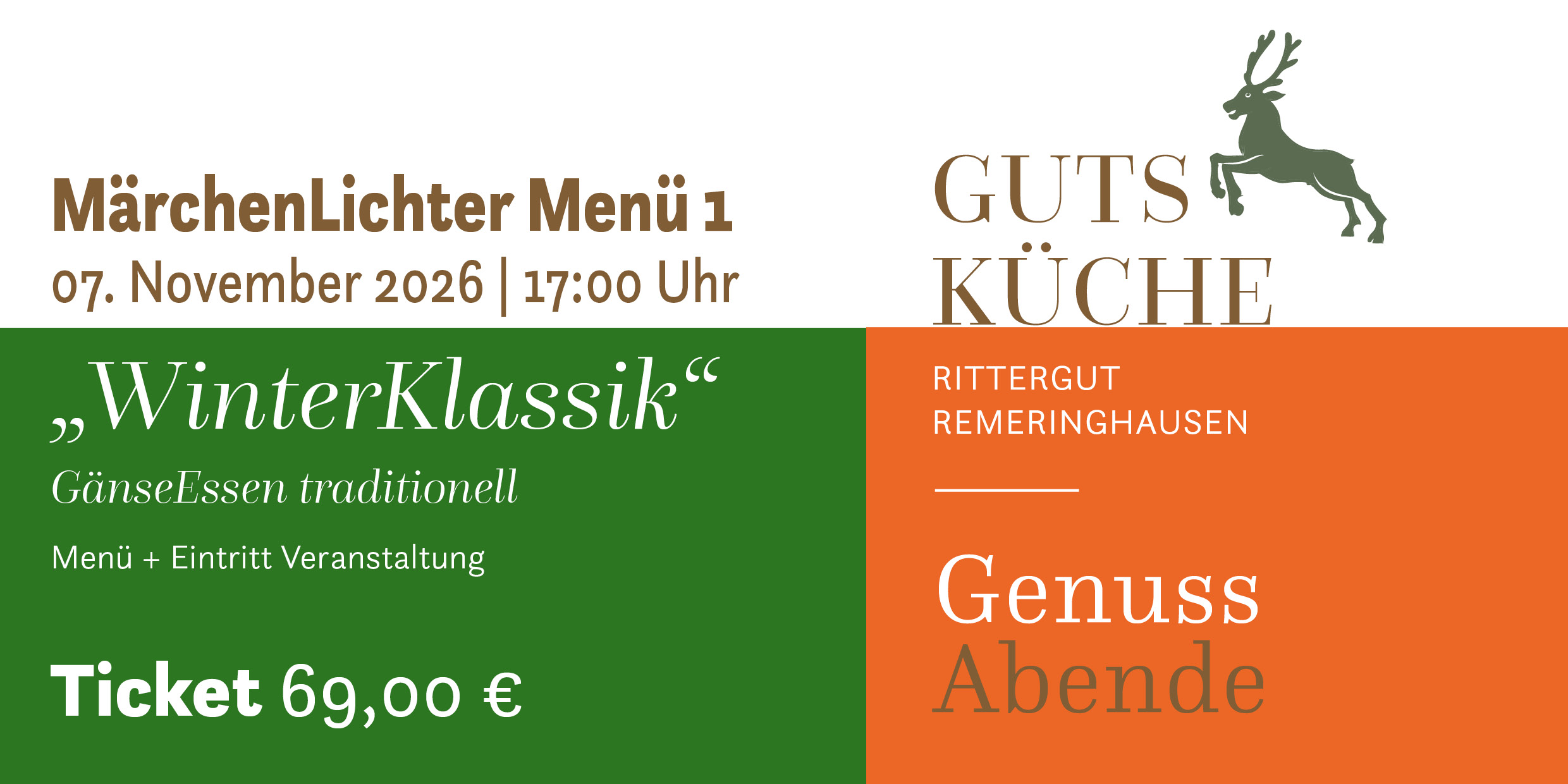 GenussAbend 1 „WinterKlassik“ – Samstag, 07. November 2026