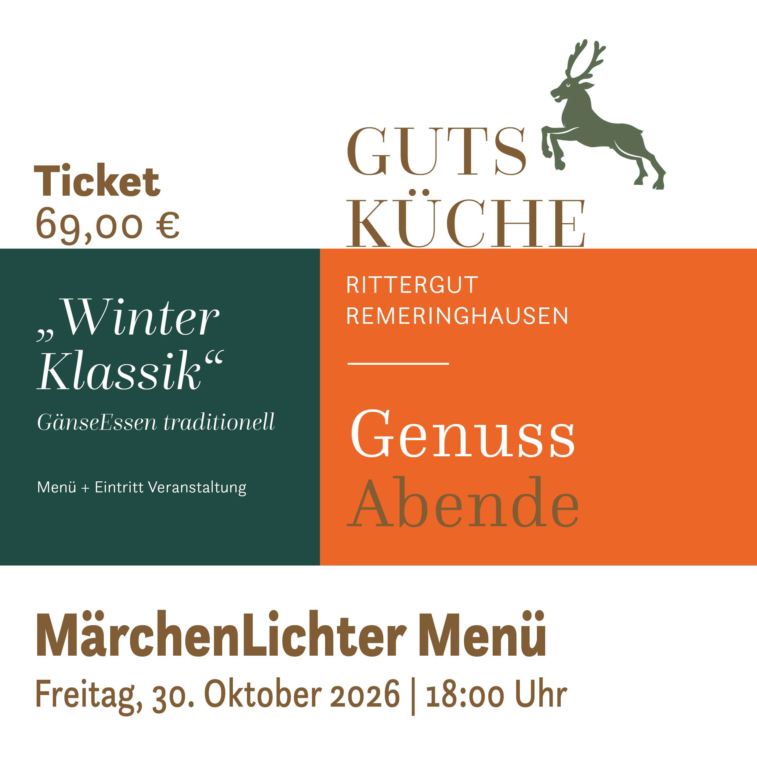 GenussAbend „WinterKlassik“ – Freitag, 30. Oktober 2026