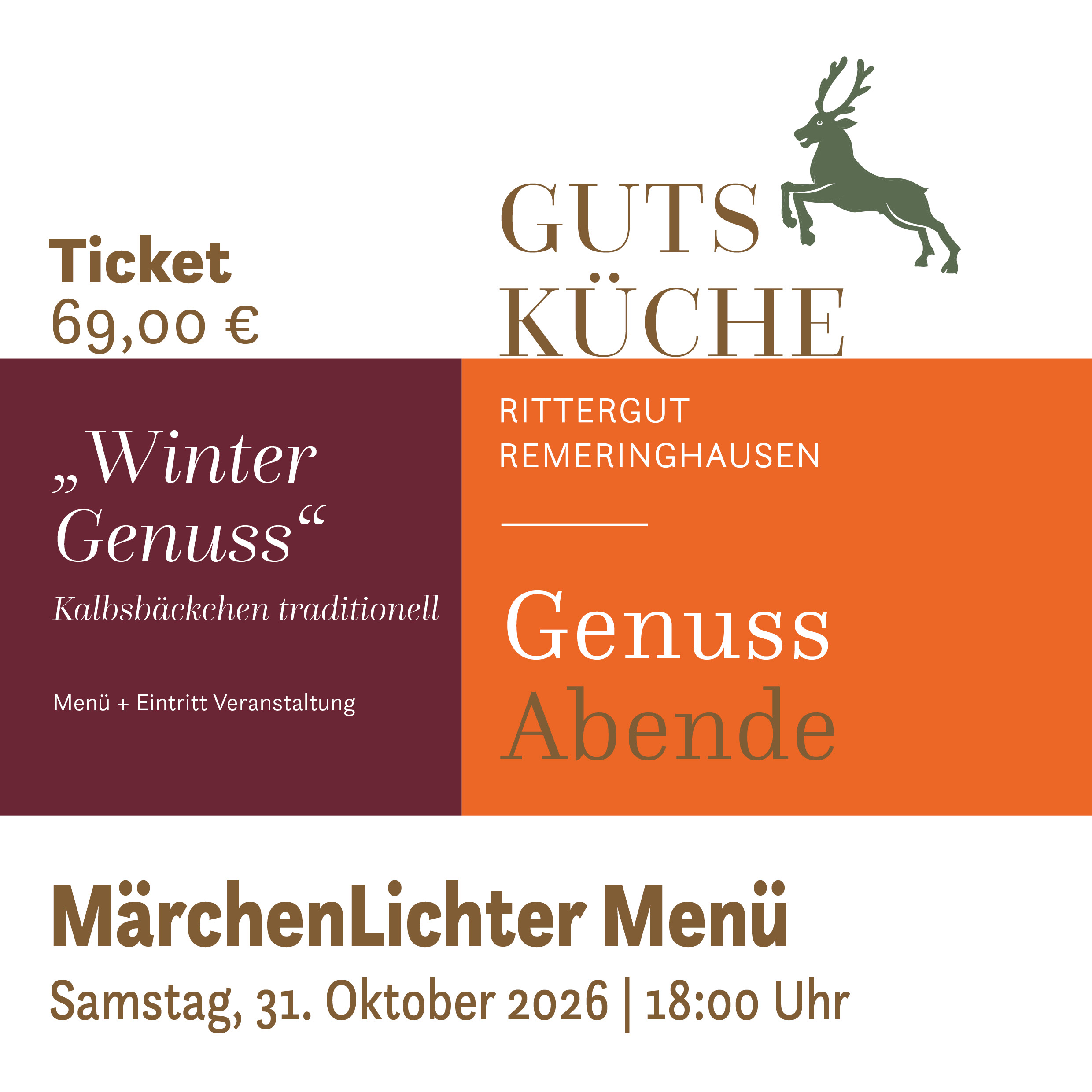 GenussAbend „WinterGenuss“ – Samstag, 31. Oktober 2026